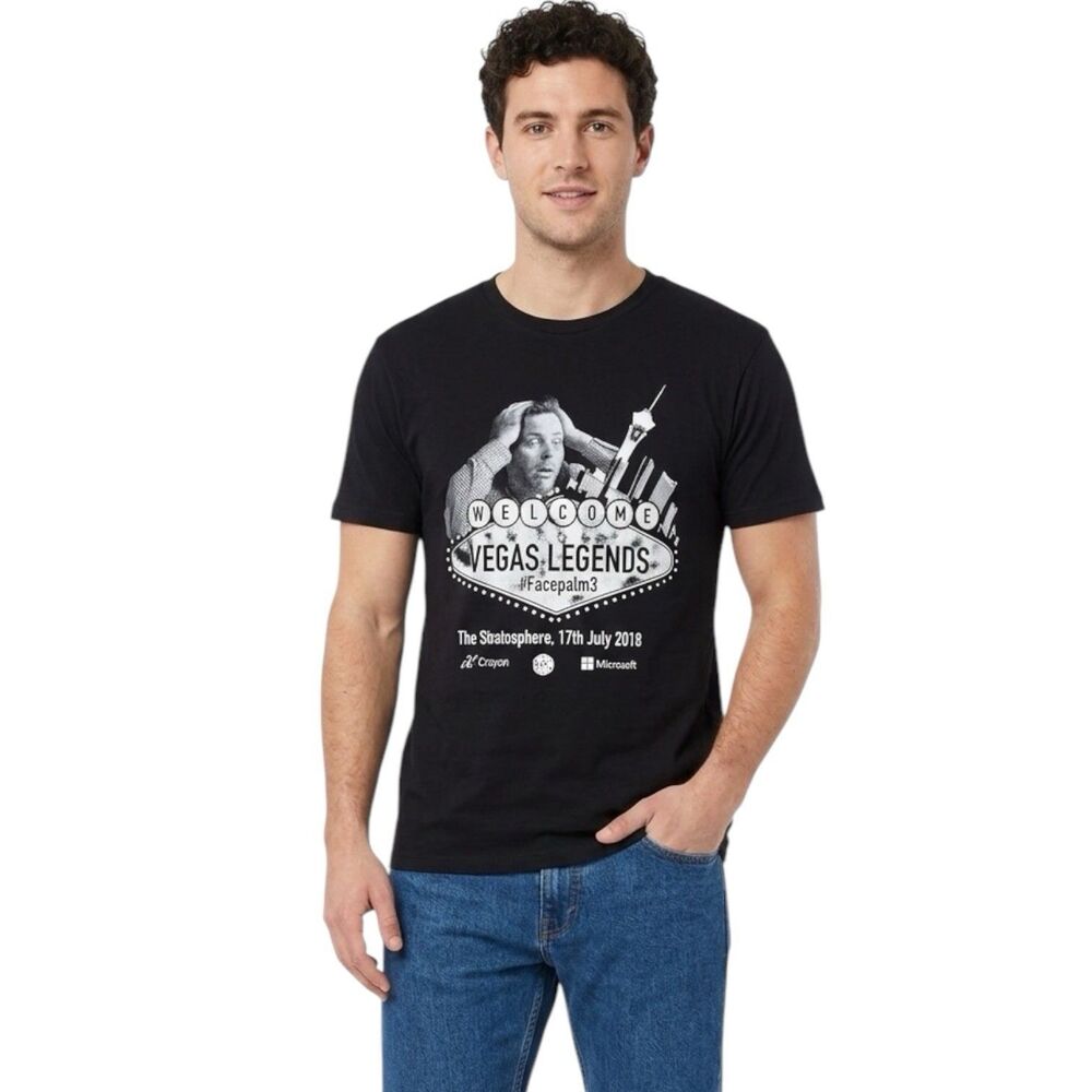 Men's Black T Shirt Sz Large Welcomes To Las Vegas Vacation Travel Souvenir